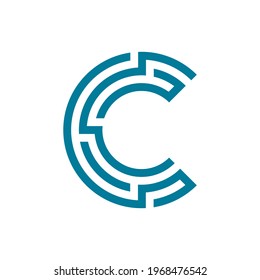 initial letter C circuit logo