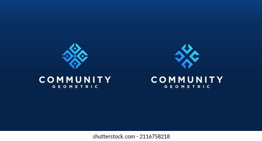 Initial Letter C Circular Geometric Monogram Square Simple Abstract Vector Logo Design