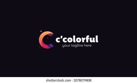 Initial letter C colorful and playful logo design