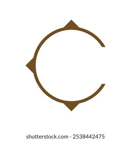 Letra inicial C Brújula Icono Logo Diseño Plantilla