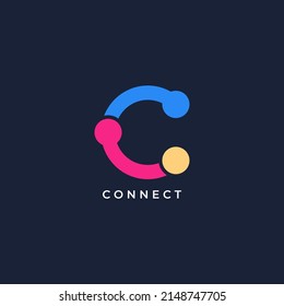 letra inicial logotipo de conexión C