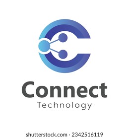 Letra inicial C Connect Logo Diseño C Logotipo técnico
