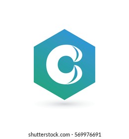 initial letter c creative geometric logo typography design for brand and company identity. gradient green and blue color
