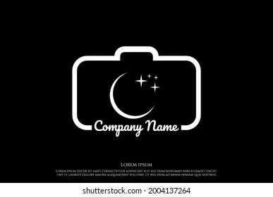 Initial Letter C Crescent Moon Light Lens Photo Photography Logo Design Vector