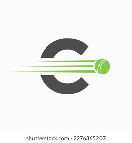 Initial Letter C Cricket Logo Concept With Ball Icon For Cricket Club Symbol