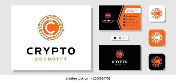 Digital Currency Circle Logo-Design des Anfangsbuchstaben C mit Layoutvorlage Business Card