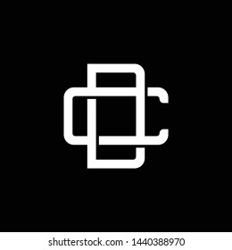 Initial letter C and D, CD, DC, overlapping interlock monogram logo, white color on black background