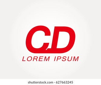 initial letter c and d logo vector. cd red design