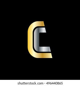 Initial Letter C Design Logo Gold Silver