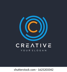 initial Letter C Digital Logo Design Template. symbol process for technology digital. -vector
