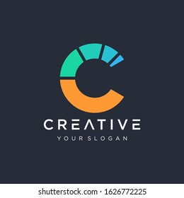 initial Letter C Digital Logo Design Template. symbol process for technology digital. -vector