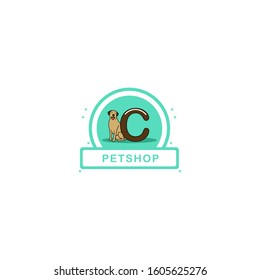 Initial Letter C and Dog vector logo design. Pet shop logo design. Pet icon vector