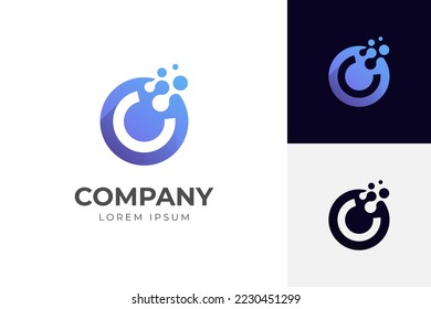 letra c inicial con puntos logotipo diseño de icono para el diseño de identidad de marca de tecnología