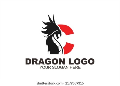 initial Letter C dragon logo