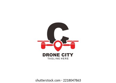 initial Letter C drone logo