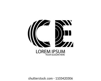 Initial Letter C and E circle line Design Logo Vector Graphic Branding Letter Element.