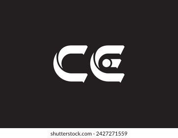 Initial Letter C and E Linked Logo. Black and Yellow Geometric Shape isolated on Double Background.