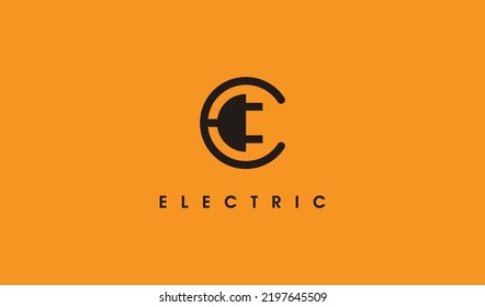 Initial Letter C or E With Plug Logo Design. Letter C With Plug Icon Usable for Business and Electrical Company Logos. Letter E With Plug Flat Vector Logo Design Template Element.