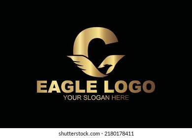 initial Letter C eagle gold logo