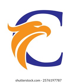 Initial Letter C Eagle Logo. Eagle Head Logo Concept For Business Company Vector Template