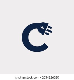Initial Letter C Electric Icon Logo Design Element. Eps10 Vector