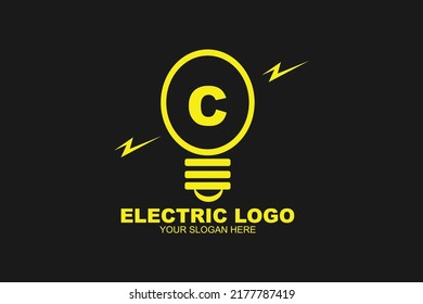 Initial Letter C Electric Lamp Logo