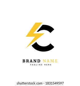 Initial letter C, Electricity Logo and icon Vector design Template. Power Energy Logo Design Element for company and business.