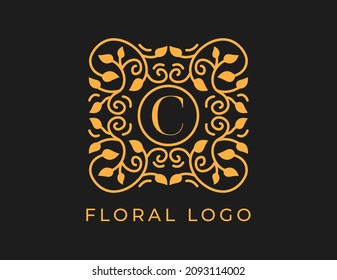 initial letter C Elegant Floral Logo Vector Design illustrations Template. 
Vector Logo design for natural products, flower shop, cosmetics, Organic, ecology concepts, spa.