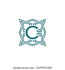 Initial letter C elegant lines modern alphabet frame logo