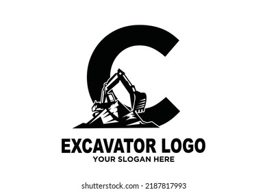 initial Letter C excavator  logo