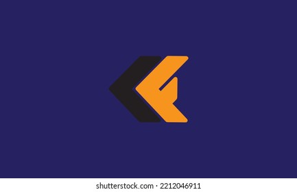 Letra inicial con logotipo vinculado C y F. Forma geométrica de color negro y naranja estilo originami aislado en fondo blanco. Usable para logotipos de empresas y marcas. Elemento de plantilla de diseño de logotipo de vectores planos