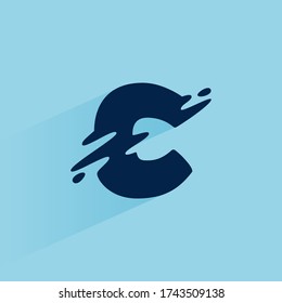 Initial letter C fast speed logo design template. Vector wave line font for sport labels, dynamic headlines, bets posters, etc.