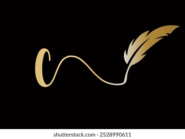 Initial Letter C Feather Logo Design Vector Template. Feather Symbol