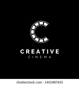 Initial Letter C with Filmstripes for Movie Production logo design