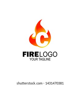 initial Letter C fire logo design. fire company logos, oil companies, mining companies, fire logos, marketing, corporate business logos. icon. vector