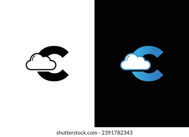 Initial letter C with flat cloud Logo. Letter C cloud. Creative design templates can be used for web, mobile, corporate, and icon design.