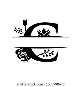 Initial letter c floral graphic design template