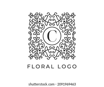 initial letter C Floral Logo Vector Design illustrations Template. 
Vector Logo design for natural products, flower shop, cosmetics, Organic, ecology concepts, health, spa.