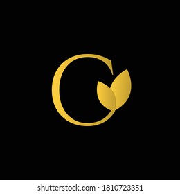 Initial Letter C Flourishes logo monogram in gold color