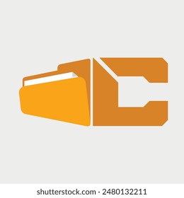 Initial Letter C Folder Logo. Vector Illustration.