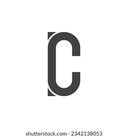 Icono de letra inicial C con diseño plano, EPS 10 Editable