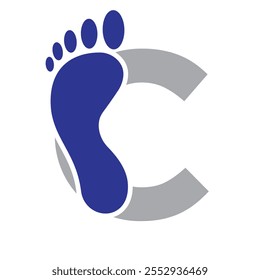 Initial Letter C Foot Logo Design Concept For Step Symbol Vector Sign