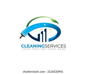initial letter C G as broom brush trail performing natural ecology cleaning service	
