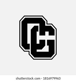 Initial letter C, G, CG or GC overlapping, interlock, monogram logo, black color on white background