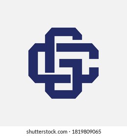 Initial letter C, G, CG or GC overlapping, interlock, monogram logo, blue color on white background