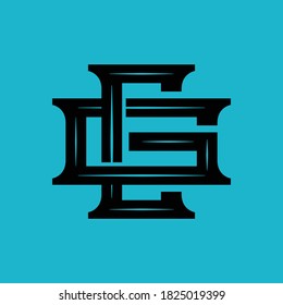 Anfangsbuchstaben C, G, CG oder GC überlappend, Verriegelung, Monogramm-Logo, schwarze Farbe auf blauem Hintergrund