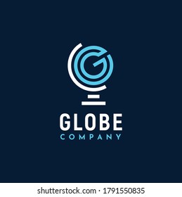 Initial Letter C G, GC CG Monogram with Globe for Global logo design