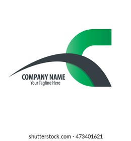 Initial Letter C G Rounded Logo Black Green
