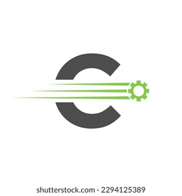 Initial Letter C Gear Cogwheel Logo. Automotive Industrial Icon, Gear Logo, Car Repair Symbol