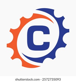 Initial Letter C Gear Logo Design Template. Automotive Gear Logo for Business and Industrial Identity